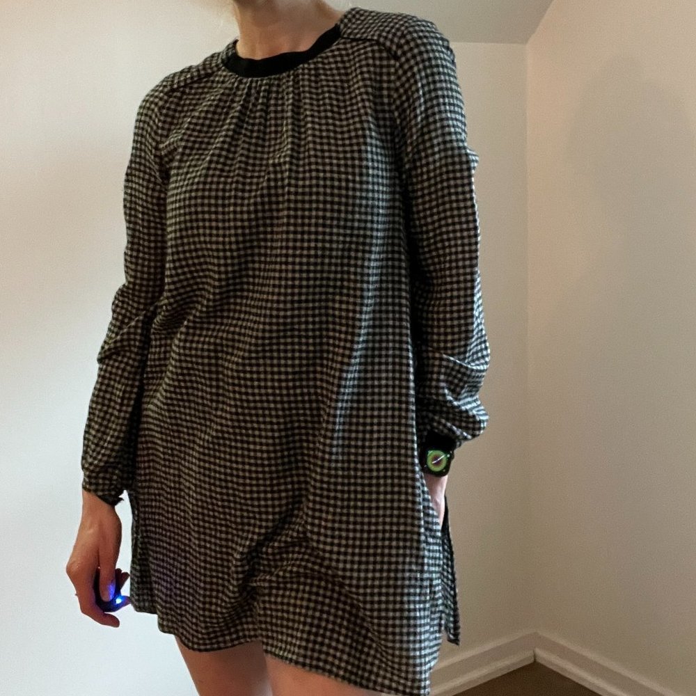 Zara checked long-sleeved romper